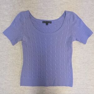 Ralph Lauren Cashmere Black Label Lavender Cable Knit Tee Sweater Size Large